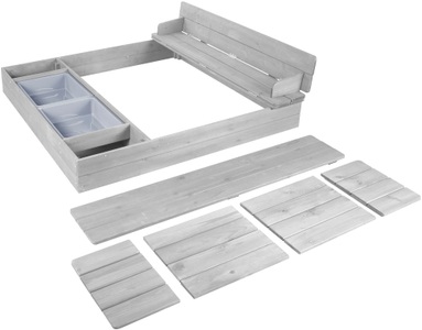 Roba, roba® Sandkasten »Outdoor+«, wetterfestes Massivholz, mit aufklappbarer Sitzbank und 2 Spielwannen, roba® Sandkasten »Outdoor+«, wetterfestes Massivholz, mit aufklappbarer Sitzbank und 2 Spielwannen