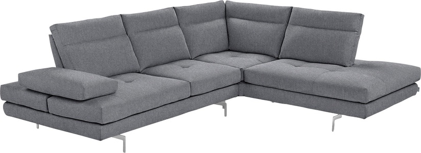 CALIA ITALIA, CALIA ITALIA Ecksofa »Toby Wing«, Sitztiefenverstellung, Eckelement mit Funktion, Füsse in Chrom glänzend, CALIA ITALIA Ecksofa »Toby Wing, L-Form, Multifunktionssofa, bequem und edel«, Sitztiefenverstellung und Armteilfunktion, Füsse chrom glänzend