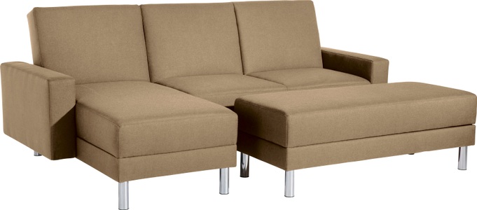 MAX WINZER, Max Winzer® Schlafsofa »Just Fresh«, Schlafsofa mit Recamiere, mit Rückenverstellung, Max Winzer® Schlafsofa »Just Fresh modernes kubisches Sofa, Rückenverstellung für Sitzkomfort«, Recamiere links oder rechts montierbar, elegante Metallfüsse