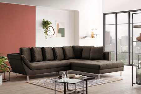 exxpo - sofa fashion, exxpo - sofa fashion Ecksofa, In hochwertiger Verarbeitung, inklusive Rückenkissen, exxpo - sofa fashion Ecksofa »Laconi, extravagantes Designsofa mit tollem Sitzkomfort, L-Form«, in hochwertiger Detailverarbeitung, bequeme Armlehne, hoher Fuss