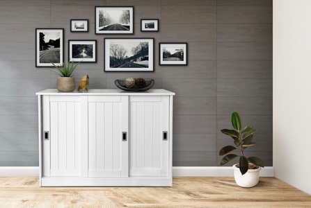 HOME AFFAIRE, Home affaire Schuhkommode »Nekso«, MDF, 3 Schiebetüren, Home affaire Schuhkommode »Nekso«, aus MDF, 3 Schiebetüren, Breite 118 cm, FSC®-zertifiziert
