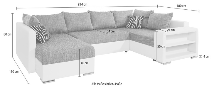 COLLECTION AB, COLLECTION AB Wohnlandschaft »John«, inklusive Bettfunktion und Bettkasten, mit integriertem Regal in der Armlehne, wahlweise mit Federkern, 