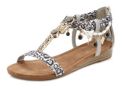 Lascana, LASCANA Sandale, mit Schmuckkettchen und Schmucksteinen VEGAN, LASCANA Sandale, Sandalette, Sommerschuh mit Schmuckkettchen und Schmucksteinen VEGAN