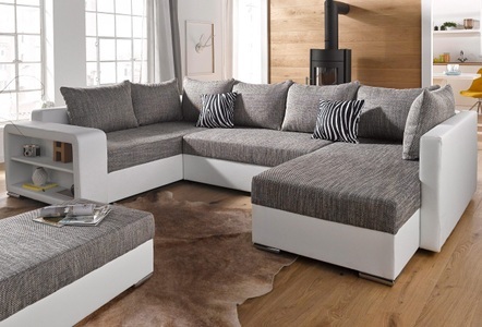 COLLECTION AB, COLLECTION AB Wohnlandschaft, mit Bettfunktion, wahlweise mit Federkern, COLLECTION AB Wohnlandschaft »John U-Form« mit Bettfunktion, wahlweise mit Federkern