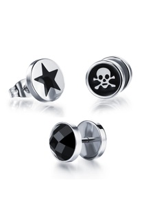 FIRETTI, Firetti Ohrstecker-Set »Fake Plug Set Kreis-Blitz-Anker«, (Set, 3 tlg.), mit Glasstein, 