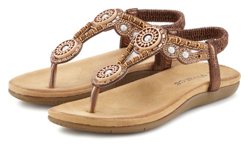 VIVANCE, Vivance Zehentrenner, Sandale, Sommerschuh, Pantolette mit Perlen und Steinchen VEGAN, Vivance Zehentrenner, Sandale, Sommerschuh, Pantolette mit Perlen und Steinchen VEGAN