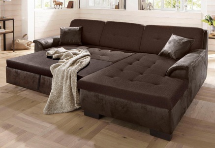 HOME AFFAIRE, Home affaire Ecksofa »Bergen«, wahlweise mit Bettfunktion, Home affaire Ecksofa »Bergen«, wahlweise mit Bettfunktion L-Form