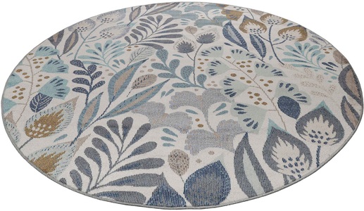 Esprit Outdoorteppich »Lilly«, rund, wetterfest mit blumigem Muster ideal für Balkon, Terrasse, Küche, Flur