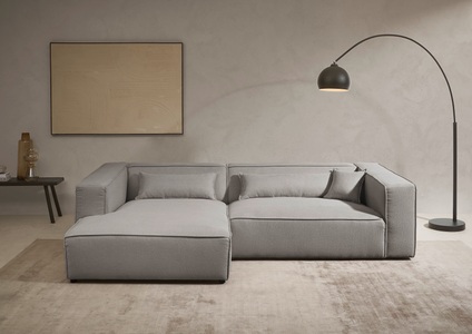 LeGer Home by Lena Gercke, LeGer Home by Lena Gercke Ecksofa »PIARA XXL, Big-Sofa in Cord oder Leinenoptik, L-Form, mit Kedernaht«, wahlweise Ottomane rechts/links, schwarze Füsse, extra tiefe Sitzfläche