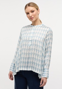 Eterna, LANGARM BLUSE 1863 BY ETERNA - PREMIUM SATINGEWEBE HELLBLAU/WEISS, 