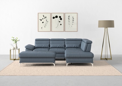 SIT&MORE, sit&more Ecksofa »Cabrio«, mit Sitztiefenverstellung und Federkern, 3 Nierenkissen, sit&more Ecksofa »Cabrio L-Form, B: 274 cm, mit Sitztiefen-, Arm- & Kopfteilverstellung« 3 Nierenkissen, Federkern, optional Bettfunktion und Stauraum