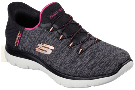 Skechers, Skechers Slip-On Sneaker »SUMMITS DAZZLING HAZE«, mit dezenten Kontrastdetails, Slip Ins Damen-Schlupfschuh mit Elastbändern schwarz-weiss