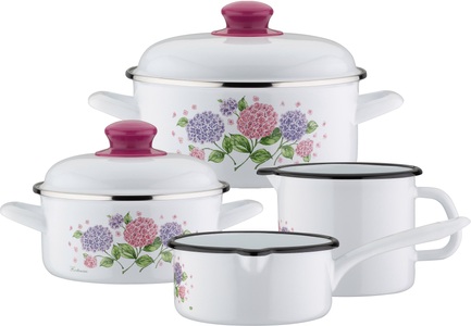 GSW, 6tlg. Kochtopf-Set 'Hortensie' GSW mehrfarbig, 