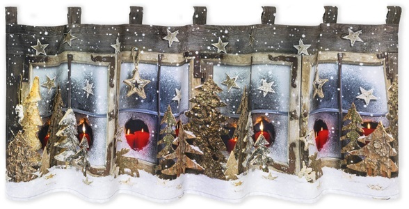 bpc living bonprix collection, LED-Scheibengardine mit Weihnachtsdruck, Delindo Lifestyle Scheibengardine »Winterlandschaft«, (1 St.), mit Schlaufenaufhängung, für die Küche