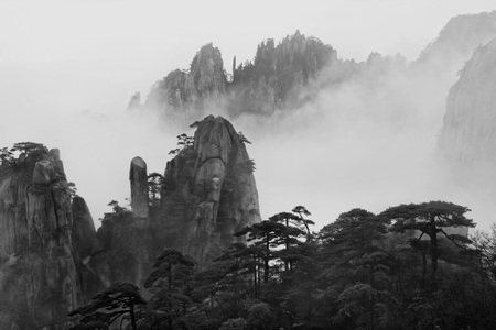 Papermoon, Papermoon Fototapete »Photo-Art YAN ZHANG, HUANGSHAN«, Vliestapete, hochwertiger Digitaldruck, inklusive Kleister, Papermoon Fototapete »Photo-Art YAN ZHANG, HUANGSHAN«