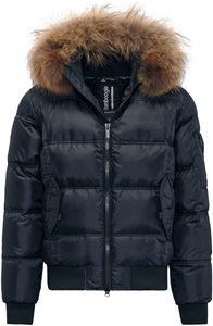 Bomboogie, Bomboogie Daunenjacke, mit Kapuze, mit Fellimitat an der Kapuze, 