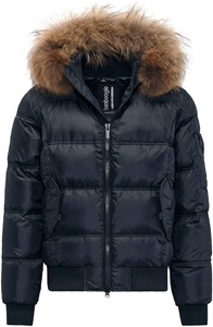 Bomboogie, Bomboogie Daunenjacke, mit Kapuze, mit Fellimitat an der Kapuze, 