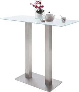 Fredriks, home24 Bartisch Zilker III, MCA furniture Bartisch »Zarina«, Bartisch mit Glaskeramik Tischplatte mit Edelstahl Gestell