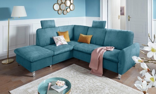 SIT&MORE, sit&more Ecksofa, sit&more Ecksofa »Daytona L-Form«, mit Federkern, zwei Kopfstützen und wahlweise mit Bettfunktion