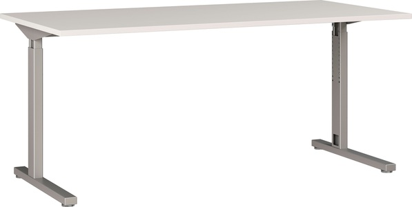 Germania, GERMANIA Schreibtisch »Profi 2.0«, Schreibtisch Profi 2.0, rechteckig, C-Fuß, B 1600 x T 800 x H 700-810 mm, lichtgrau/silber
