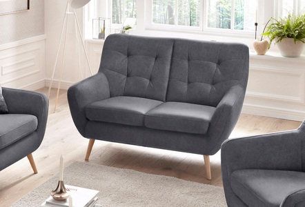 exxpo - sofa fashion, exxpo - sofa fashion 2-Sitzer, exxpo - sofa fashion 2-Sitzer »Scandi, bequem, aufwendige Rückenpolsterung für mehr Sitzkomfort«, akuelle Farben in hochwertige Bezugsqualitäten, Holzfuss