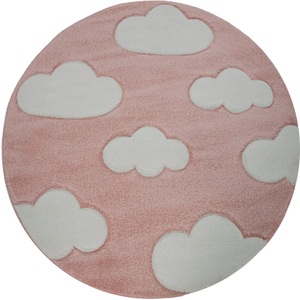 PACO HOME, Paco Home Kinderteppich »Cosmo 342«, rund, 18 mm Höhe, 3D-Design, niedliches Wolken Motiv, Pastell-Farben, Kinderzimmer, Paco Home Kinderteppich »Cosmo 342«, rund, 18 mm Höhe, 3D-Design, niedliches Wolken Motiv, Pastell-Farben, Kinderzimmer