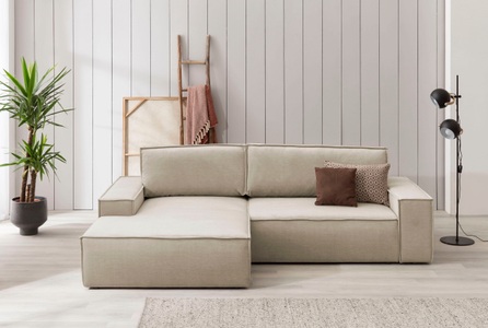 HOME AFFAIRE, Home affaire Ecksofa »SHERWOOD«, mit Bett-Funktion (Liegefläche 210x136 cm), mit 2 losen Rückenkissen, Home affaire Ecksofa SHERWOOD Schlafsofa 267 cm, L-Form, Schlaffunktion mit Bettkasten (210x136 cm), Cord, Vintage, Samtvelours