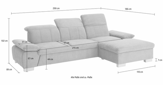 HOME AFFAIRE, Home affaire Ecksofa »Bergamo«, mit Armlehn-und Rückenfunktion, wahlweise mit Bettfunktion, 
