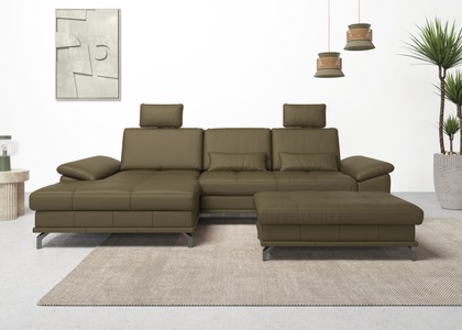 Places of Style Ecksofa »Costello«, incl. Sitztiefenverstellung und Armlehnfunktion, incl. 2 Nierenkissen