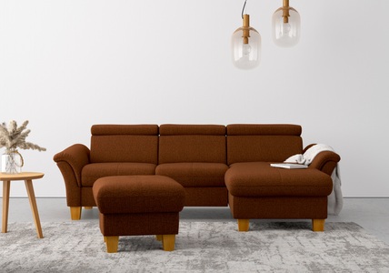 HOME AFFAIRE, Home affaire Ecksofa, wahlweise mit Bett mit klappbaren Rollen, Kasten und Kopfverstellung, Home affaire Ecksofa »Lindgren L-Form«, wahlweise mit Bett mit klappbaren Rollen, Kasten und Kopfverstellung