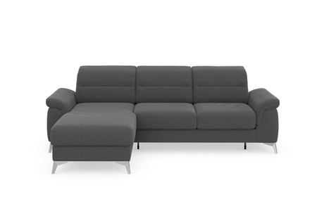 sit&more Ecksofa »Sinatra«, mit Recamiere, optinal mit Kopfteilverstellung und Armteilfunktion oder Kopfteilverstellung, Armteilfunktion, Bettfunktion und Bettkasten, chromfarbene Metallfüsse