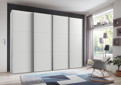 fresh to go, Fresh To Go Schwebetürenschrank »Level«, mit Synchronöffnung, MID.YOU Schwebetürenschrank in weiss , Level 36A B: 350Cm Weiss , Metall , 4 Fächer , 350x216x65 cm , Dekorfolie,Dekorfolie,Nachbildung,Nachbildung , In verschiedenen Grössen erhältlich, in verschiedenen Holzdekoren erhältlich , 001787053701