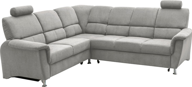 HOME AFFAIRE, Home affaire Ecksofa »Pisa«, mit Bettfunktion und Bettkasten, Home affaire Ecksofa »Pisa L-Form, mit Schlaffunktion, Stauraum, 2x höhenverstellbare«, Kopfstützen und Relaxfunktion im Eckelement