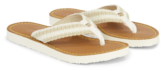 Tommy Hilfiger, Tommy Hilfiger Zehentrenner »FEMININE CROCHET FLIP FLOP«, mit Streifen, 