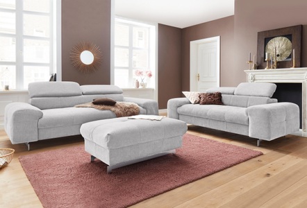 Cotta, COTTA Polstergarnitur, Set: bestehend aus 3-Sitzer und Hocker, Sofa mit Kopfteilverstellung, COTTA Polstergarnitur »Chef«, (Set), bestehend aus 3-Sitzer und Hocker, mit Kopfteilverstellung