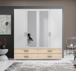 Schlafkontor, Schlafkontor Drehtürenschrank »Ivar Kleiderschrank mit Spiegel«, inklusive 2 Spiegeltüren und 2 farblich abgesetzten Schubkästen, Schlafkontor Drehtürenschrank »Ivar Kleiderschrank mit Spiegel«, inklusive 2 Spiegeltüren und 2 farblich abgesetzten Schubkästen