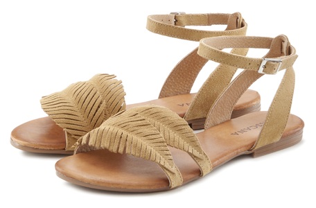 Lascana, LASCANA Sandale, Sandalette, Sommerschuh aus Leder mit modischen Fransen, 