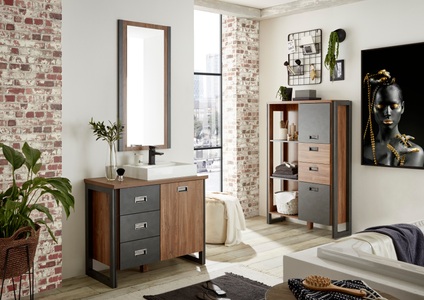 HOME AFFAIRE, Home affaire Badmöbel-Set »Detroit«, (Set, 3 St.), inklusive Aufsatzwaschbecken aus Mineralguss, Home affaire Badmöbel-Set »Detroit«, (Set, 3 St.), inklusive Aufsatzwaschbecken aus Mineralguss