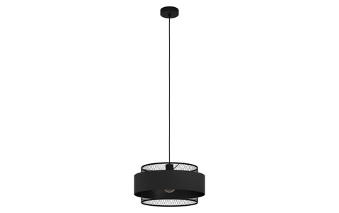 Eglo, Eglo Pendellampe Bazely, Hängeleuchte Bazely, Ø 40 cm, schwarz, Stoff
