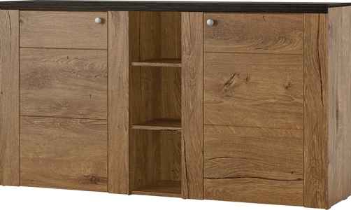 H HELVETIA M E B L E, Helvetia Sideboard »Larona«, Breite 155 cm, Home affaire Sideboard »Larona, zeitlose Kommode mit 2 Türen, Türkommode, Breite 155 cm,«, Höhe 84 cm, viel Stauraum, Anrichte mit dekorativer Rahmenoptik