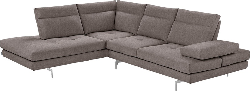 CALIA ITALIA, CALIA ITALIA Ecksofa »Toby Wing«, Sitztiefenverstellung, Eckelement mit Funktion, Füsse in Chrom glänzend, CALIA ITALIA Ecksofa »Toby Wing, L-Form, Multifunktionssofa, bequem und edel«, Sitztiefenverstellung und Armteilfunktion, Füsse chrom glänzend