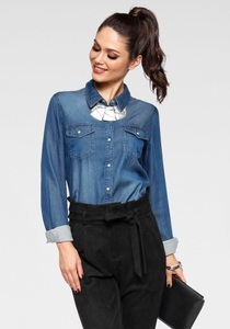 Vila Jeansbluse »VIBISTA«, in leichter Used-Waschung