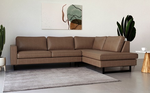 PLACES OF STYLE, Places of Style Ecksofa »Pinto«, mit Keder und Metallfüssen, Places of Style Ecksofa »Pinto, 290 cm, Ottomane links / rechts«, Cord, Feincord, Luxus-Microfaser Leder und Chenille