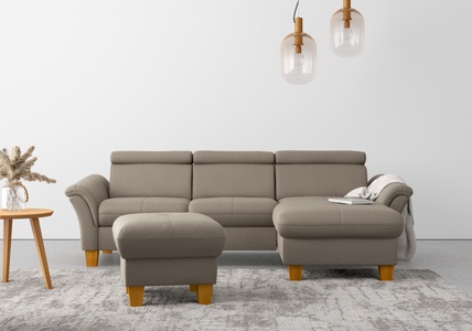 HOME AFFAIRE, Home affaire Ecksofa, wahlweise mit Bett mit klappbaren Rollen, Kasten und Kopfverstellung, Home affaire Ecksofa »Lindgren L-Form«, wahlweise mit Bett mit klappbaren Rollen, Kasten und Kopfverstellung