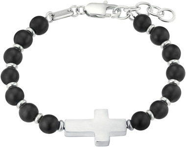 S. Oliver, Armband Damen Silberfarben 19+3CM, s.Oliver Armband »Kreuz, 2038005«, mit Achat