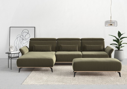 Places of Style Ecksofa »Fjord«, massiv, wahlweise mit Armlehnfunktion, Kopf- Sitztiefenverstellung