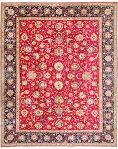MorgenLand, morgenland Wollteppich »Täbriz Teppich handgeknüpft rot«, rechteckig, 8 mm Höhe, morgenland Wollteppich »Täbriz Teppich handgeknüpft rot«, rechteckig, 8 mm Höhe