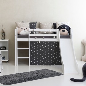 Hoppekids, Hoppekids Hochbett »«Pets Granitgrau»«, Rutsche & Vorhang Grau und viel Auswahl, 