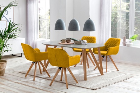 mutoni casual, Essgruppe Grau (5-tlg.) 160x90cm gelb, Essgruppe Grau 160x90cm gelb (5-tlg)