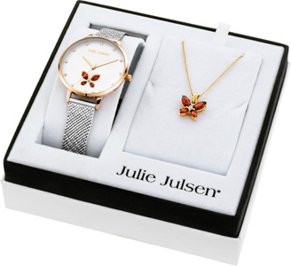 Julie Julsen, Julie Julsen Quarzuhr »Butterfly Box, JJW1187RGSME-SET«, (Set, 3 tlg., mit Kette und Anhänger), 